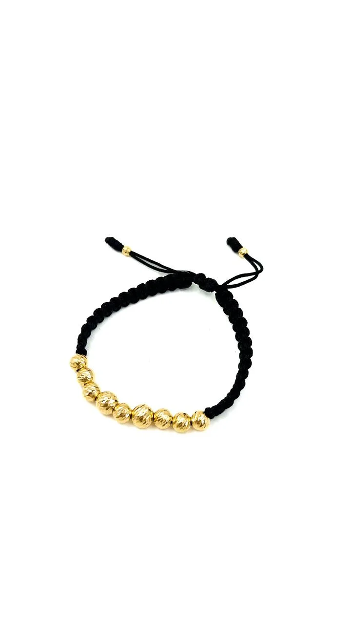 Pulsera balines oro diamantado con hilo de seda - Imagen 5
