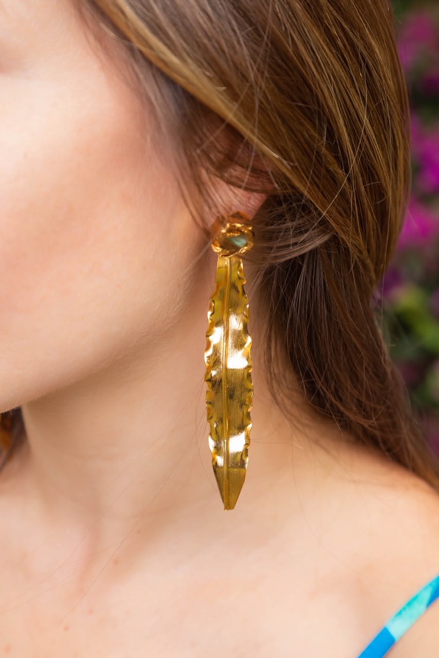 Aretes hoja larga con Jade - Imagen 2