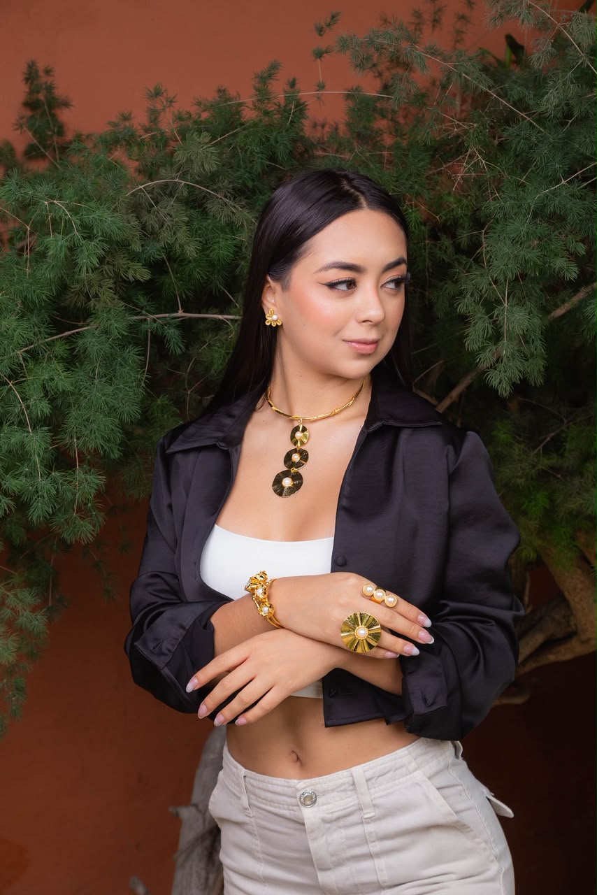 Aretitos, gargantilla, pulsera y anillos